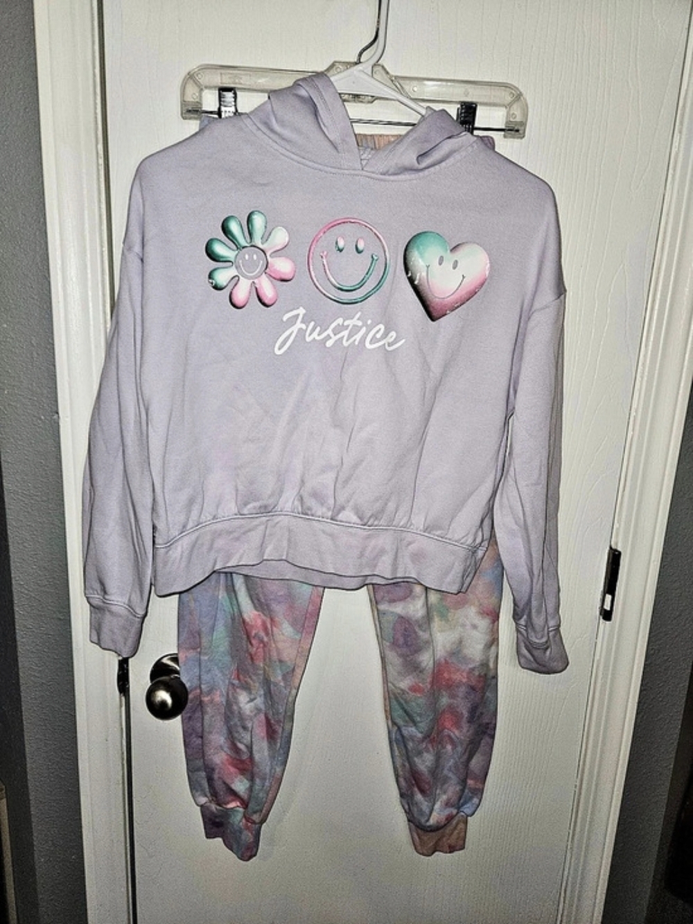 Justice Girls Abstract Hoodie Jogger Set Purple Size Large  12/14
